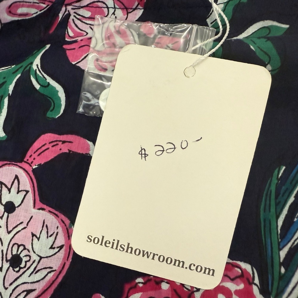 Fitzroy & Willa NWT‎ Floral Print Soleil Dress Navy Balloon Sleeve Cotton Size S - Picture 6 of 12